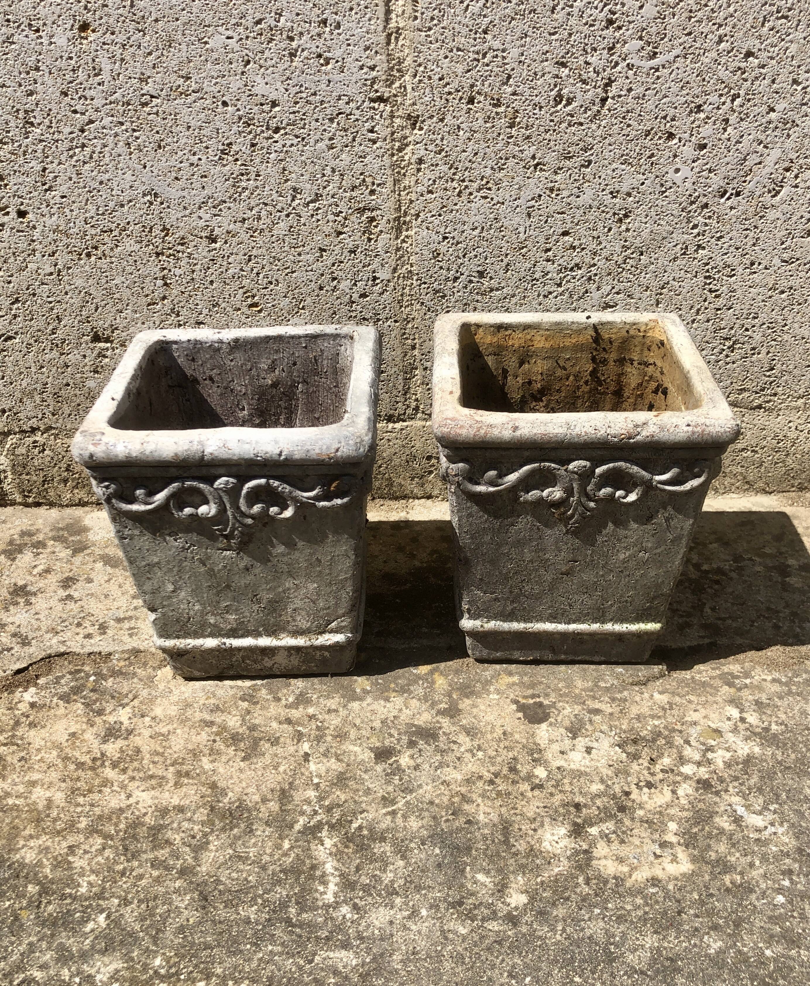 Lot of 2 cement fiber planters