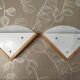 Pair of postmodern wood and plexiglass wall lights from the 1980s.