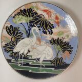 Large model plate in Chinese enamel porcelain with splendid bird decoration. macau