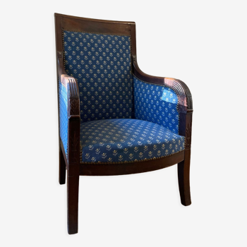 Set of 2 blue Directoire armchairs