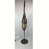 Patinated rustic copper and steel floor lamp with lantern, Indonesia 1980s