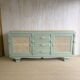 Renovated antique sideboard - blue-green, cane work and oak top