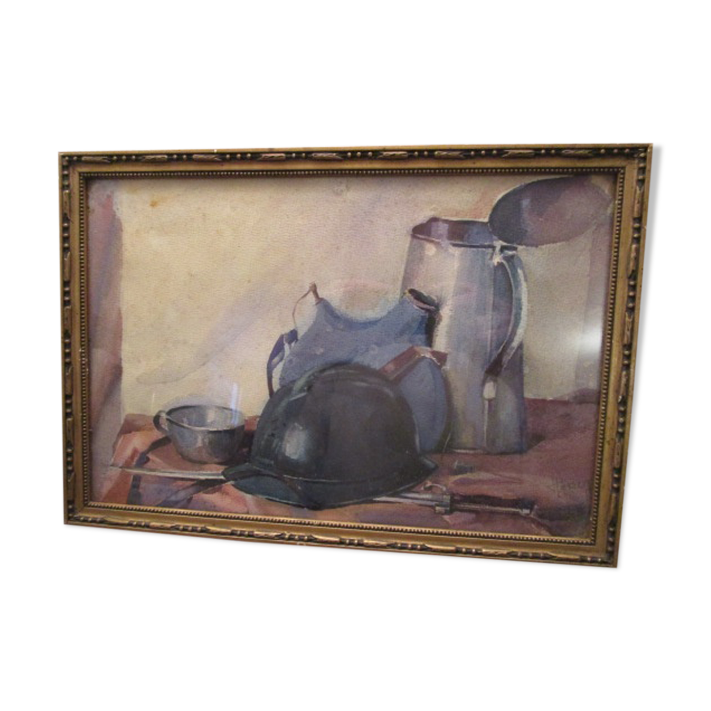 Old still life "hairy table" watercolor