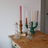 Pair of Roger Gallet glass candle holders