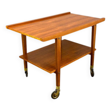 Table d'appoint roulante, chariot de service, teck, vintage des années 60
