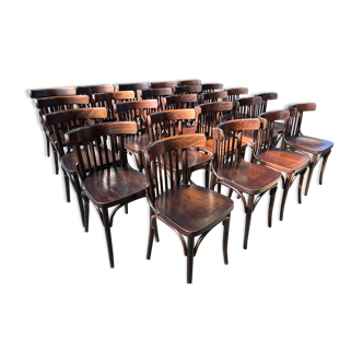 Set of 24 restored bistro chairs.
