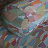 Art Deco bench, reupholstered in vintage fabric, Danish cabinetmaker, 1940s.