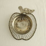 Small basket / tidy - silver metal - apple