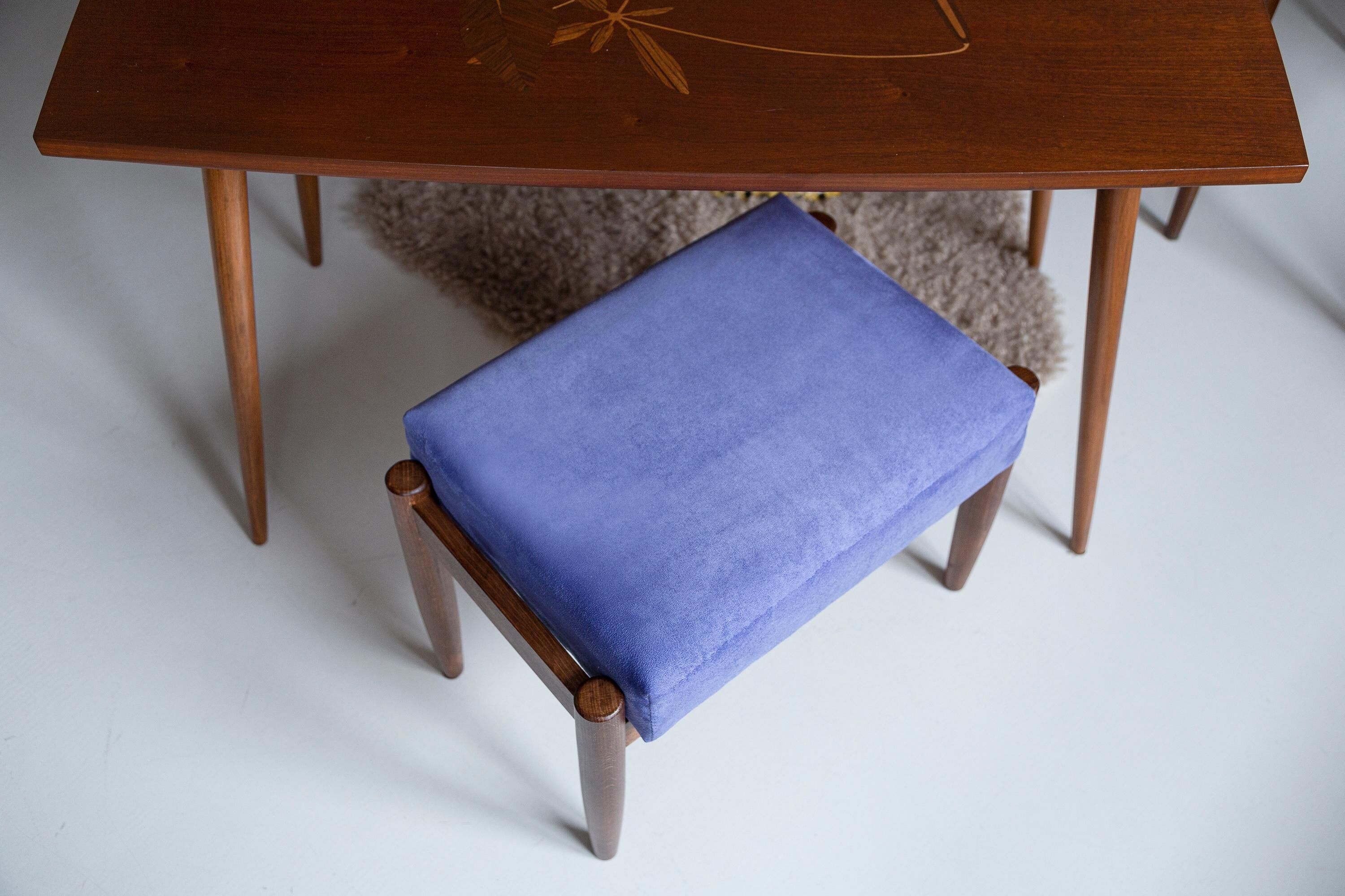 Pair of vintage purple stools from the mid-century, Edmund Homa, 1960s.