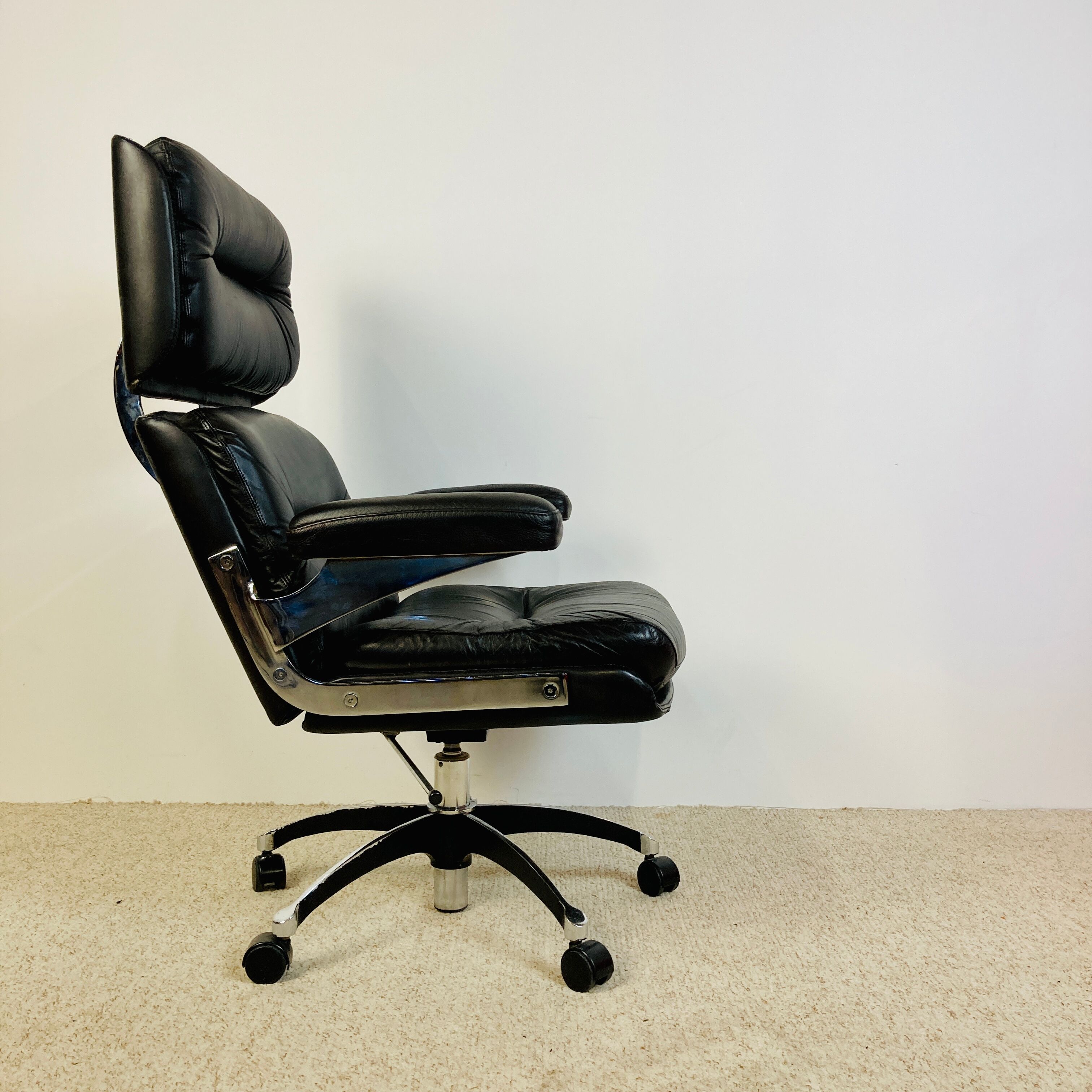 Leather office chair, martin Stoll design, 1970