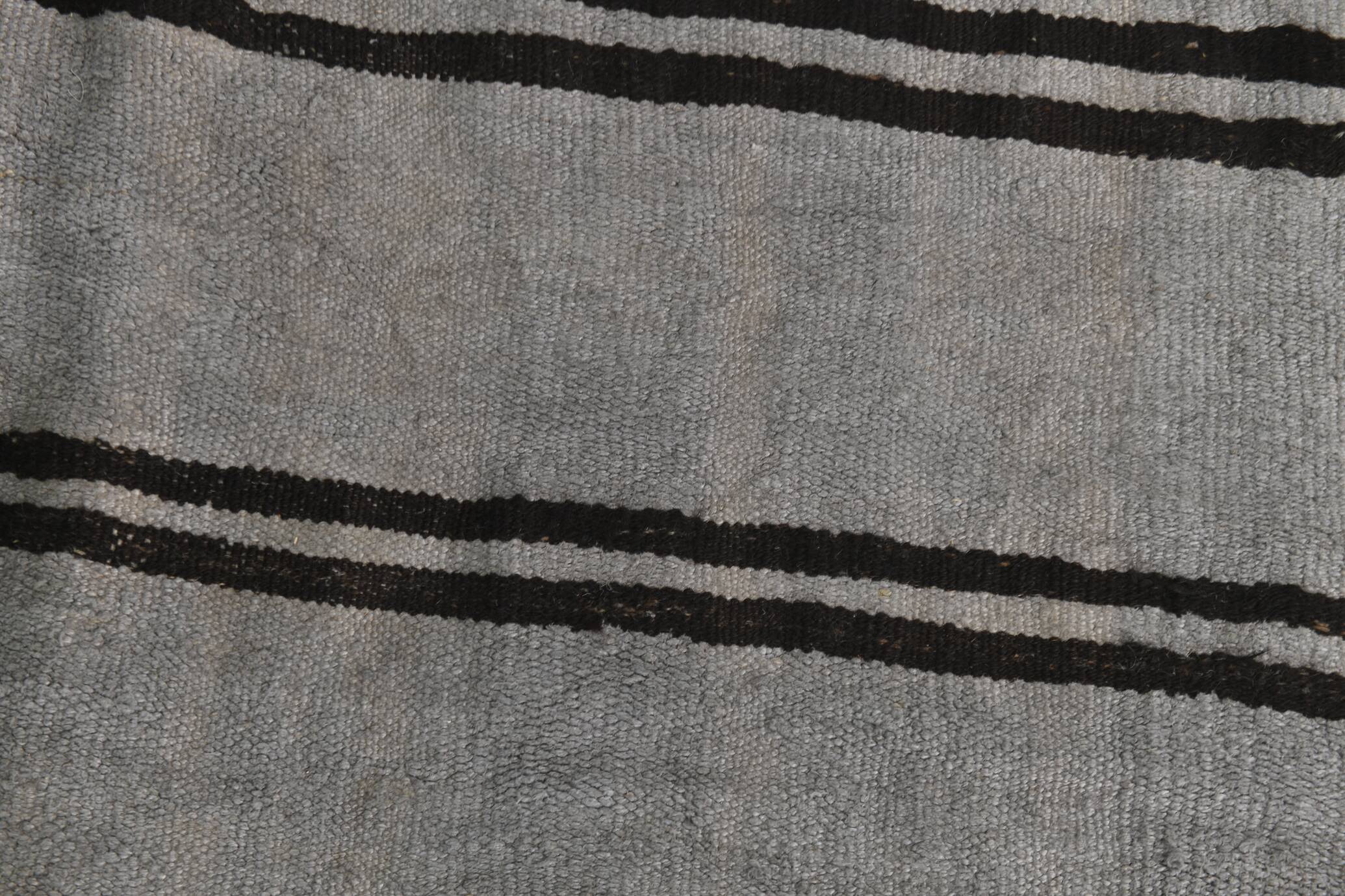 Striped Pattern Gray & Black Vintage Kilim Rug, 188x267Cm