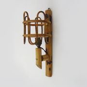 Rattan bamboo lantern wall light. 1950s-1960s