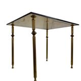 Vintage "gold" brass side table with smoked glass top