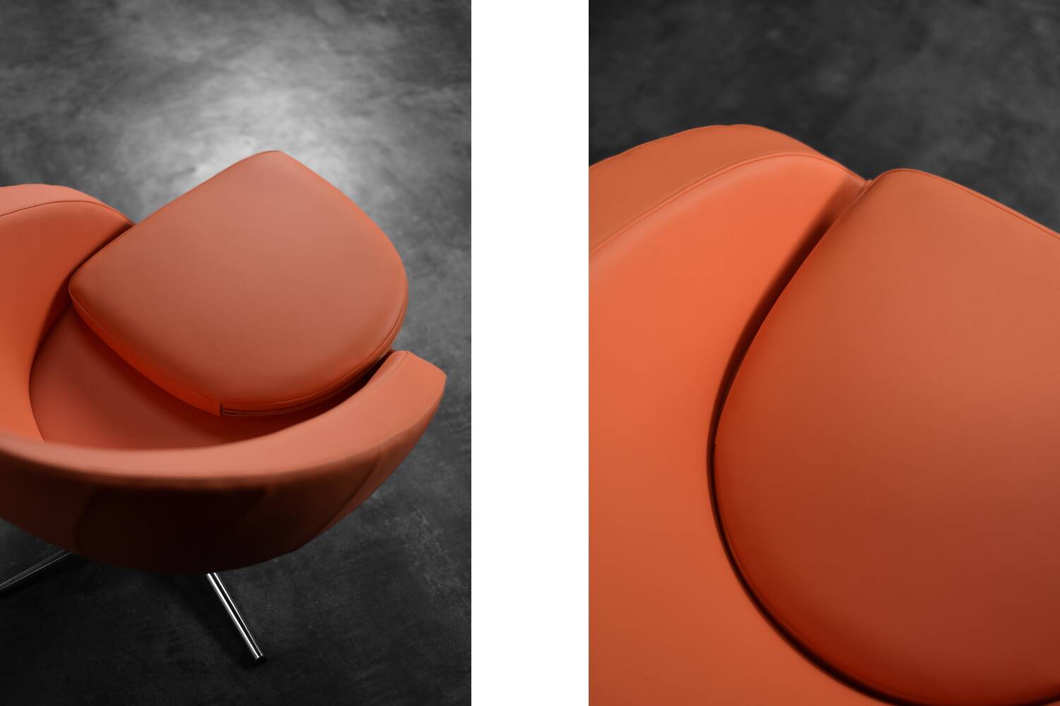 Vintage Mid-Century Scandinavian Modern Space Age Orange Swivel Armchair