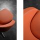 Vintage Mid-Century Scandinavian Modern Space Age Orange Swivel Armchair