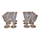 Set of 6 Arlequin red wine glasses in Reims crystal glass 1950