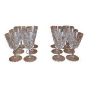 Set of 6 Arlequin red wine glasses in Reims crystal glass 1950