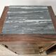 Pair of 1930s Art Deco bedside tables in walnut burl with marble top