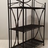 Solid wrought iron and wicker shelf