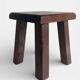 Vintage Rustic French Oak Stool in Pierre Chapo Style, Early 20th-C