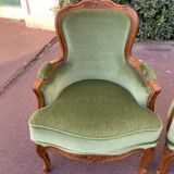 Paire de bergères fauteuils style Louis XV