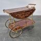 1970s drinks bar cart with side flaps in marquetry