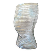 Grand vase en verre pressé ondulé