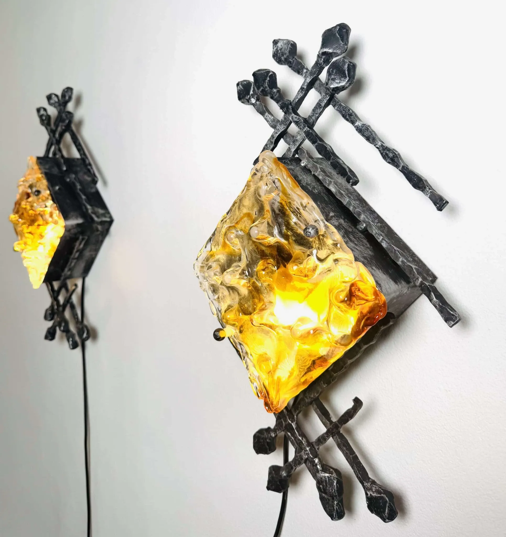 Brutalist Wall Lamps By Tom Ahlström And Hans Ehrlich For A + E Leuchte, Sweden Circa 1960S