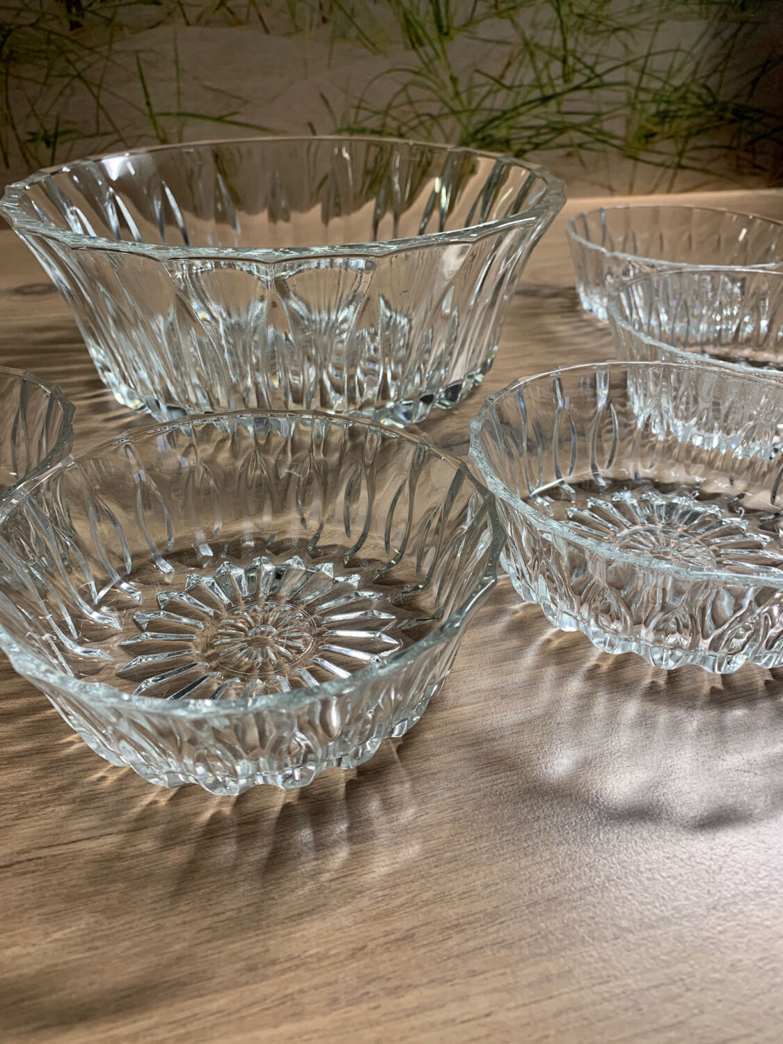 Fruit salad service - salad bowl and 5 glass ramekins