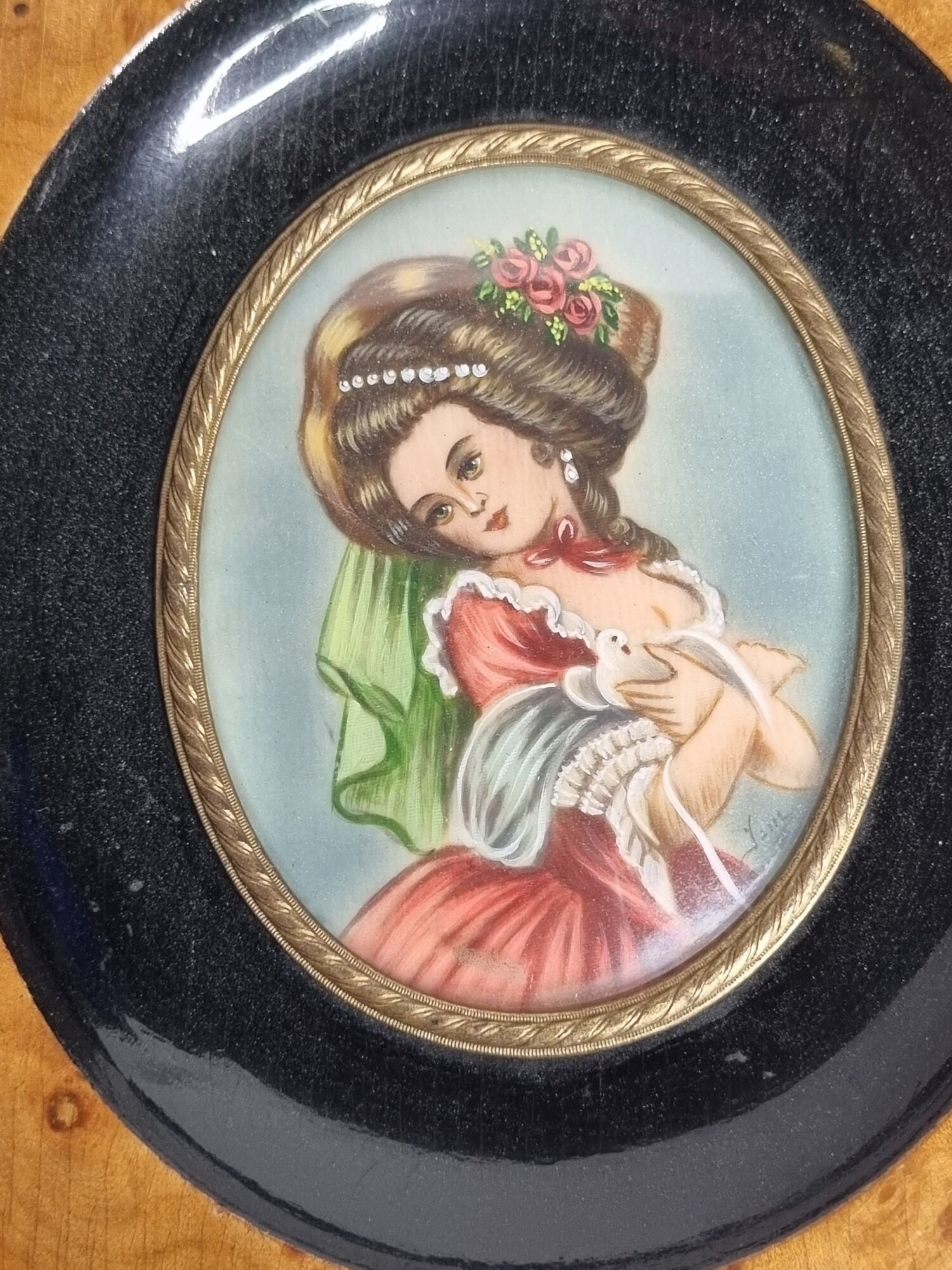 Pair of miniatures of the nineteenth century signed Jane after Fragonard
