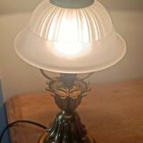 Vintage lamp in metal with brass finish and frosted opaline glass – 2 available