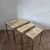 Nested tables in brass and marble, 1950.