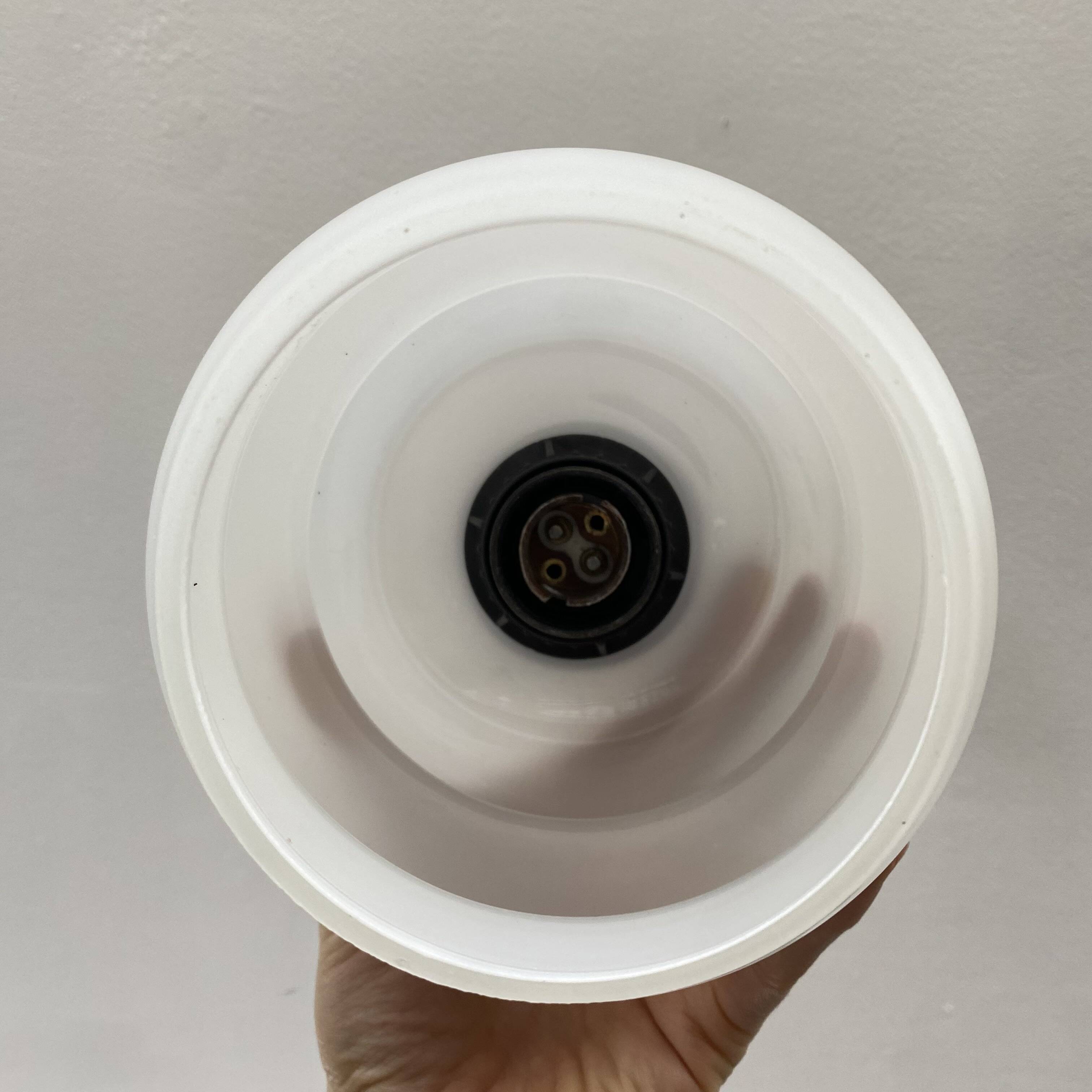 Teak and opaline pendant light from the 60s by Louis Kalff for Philips