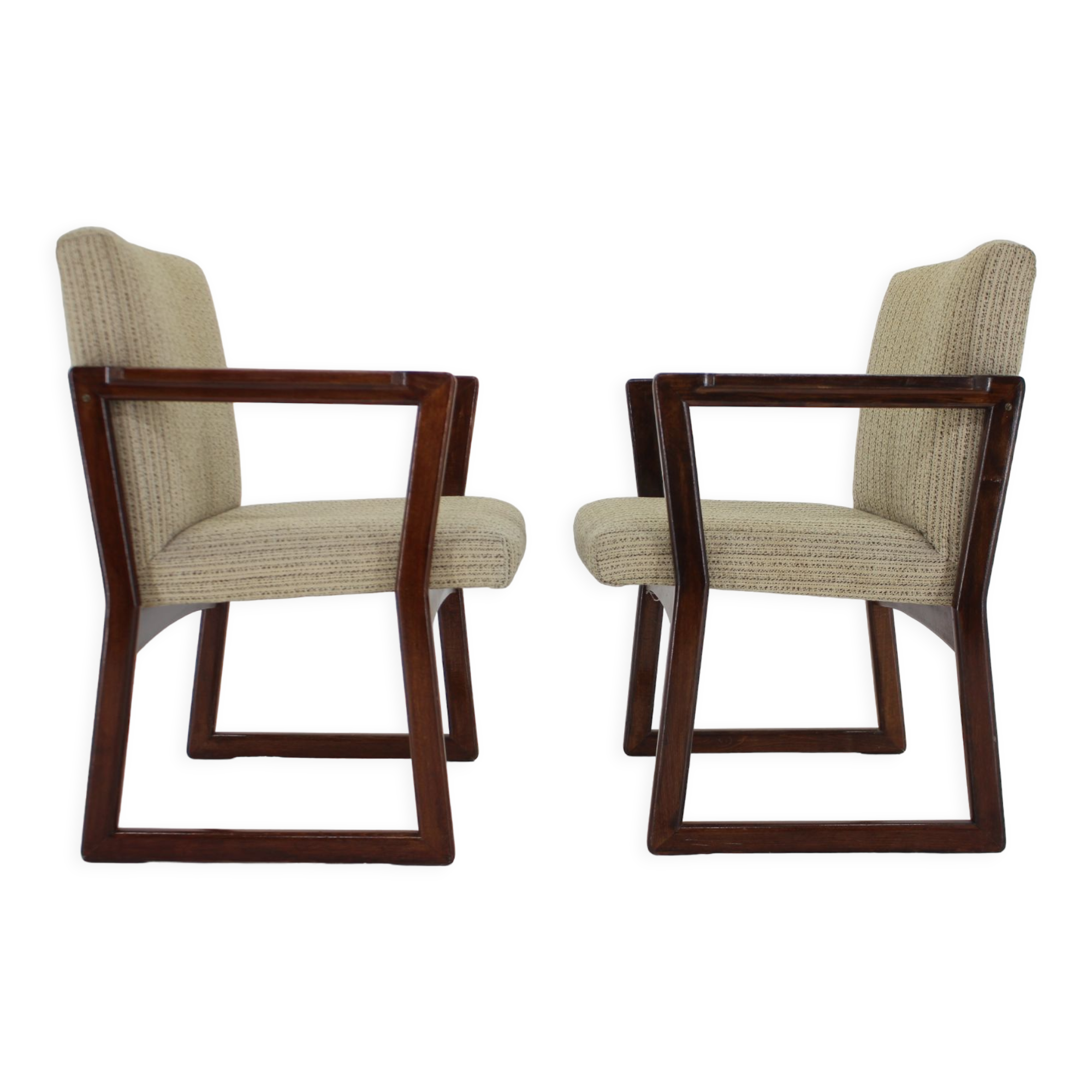 Pair of beech armachairs ,czechoslovakia 1960s
