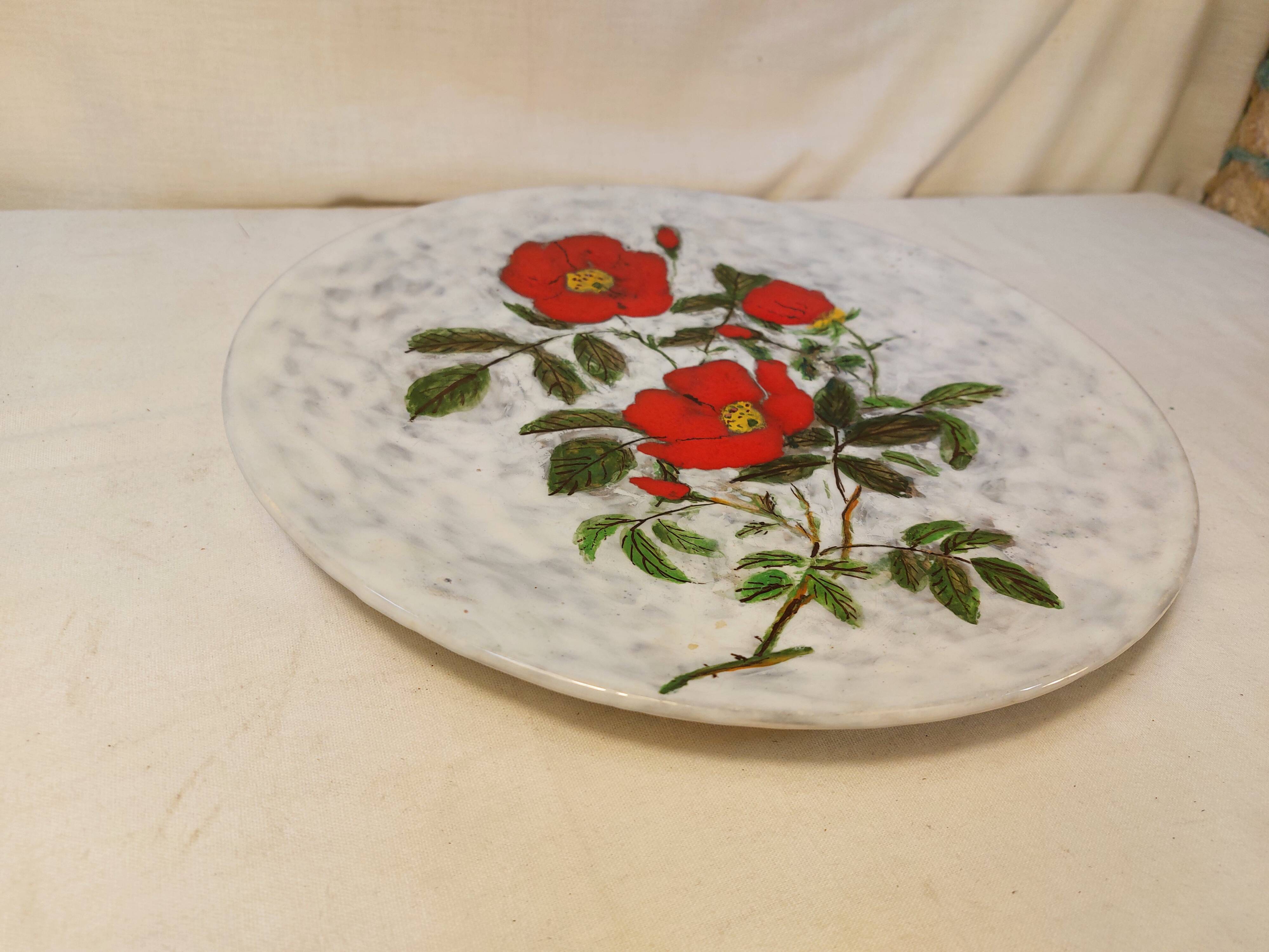 Vintage glazed ceramic cake plate signed ZINGARO - Italy 1960s