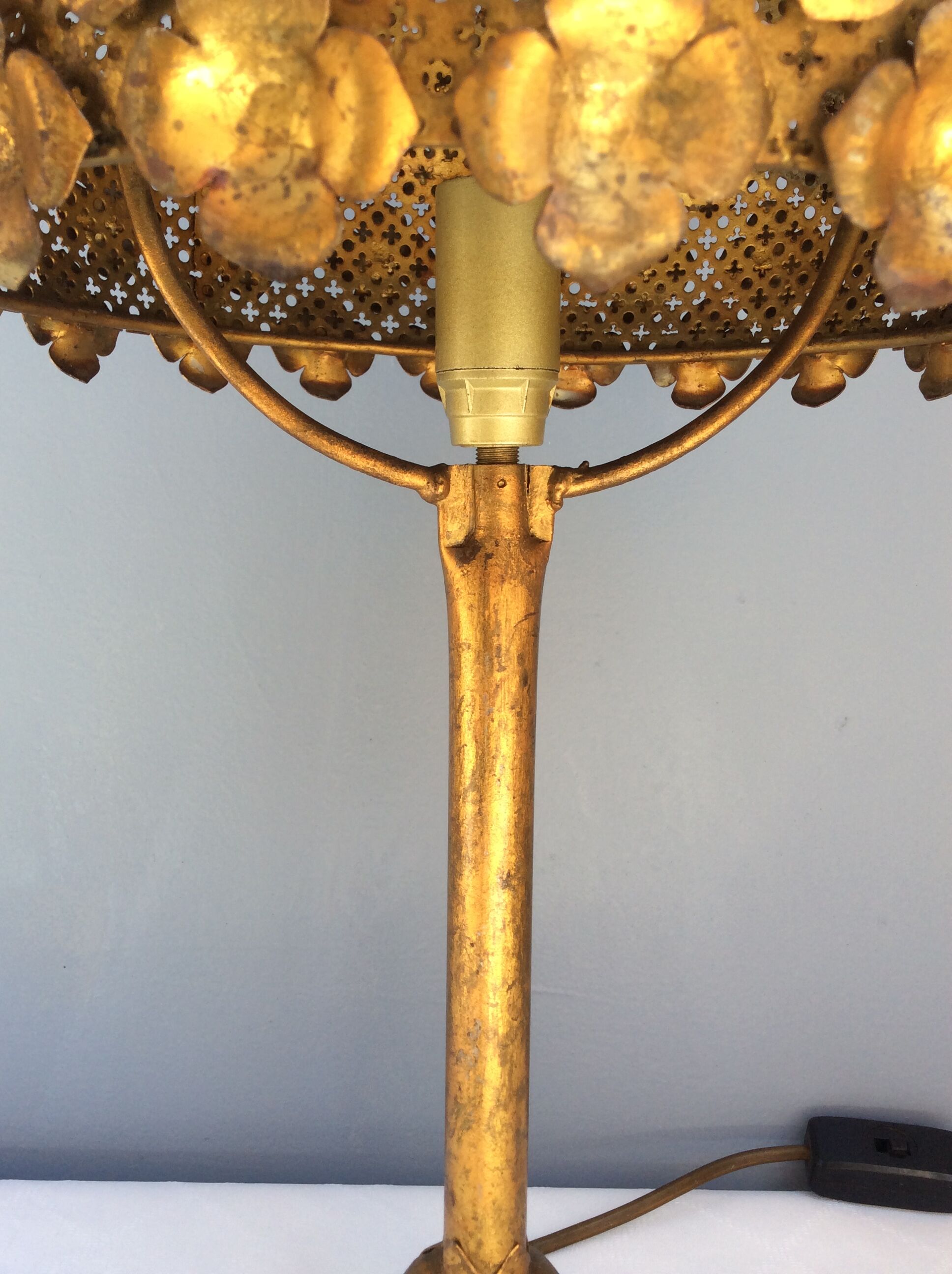 Golden metal lamp, 60s