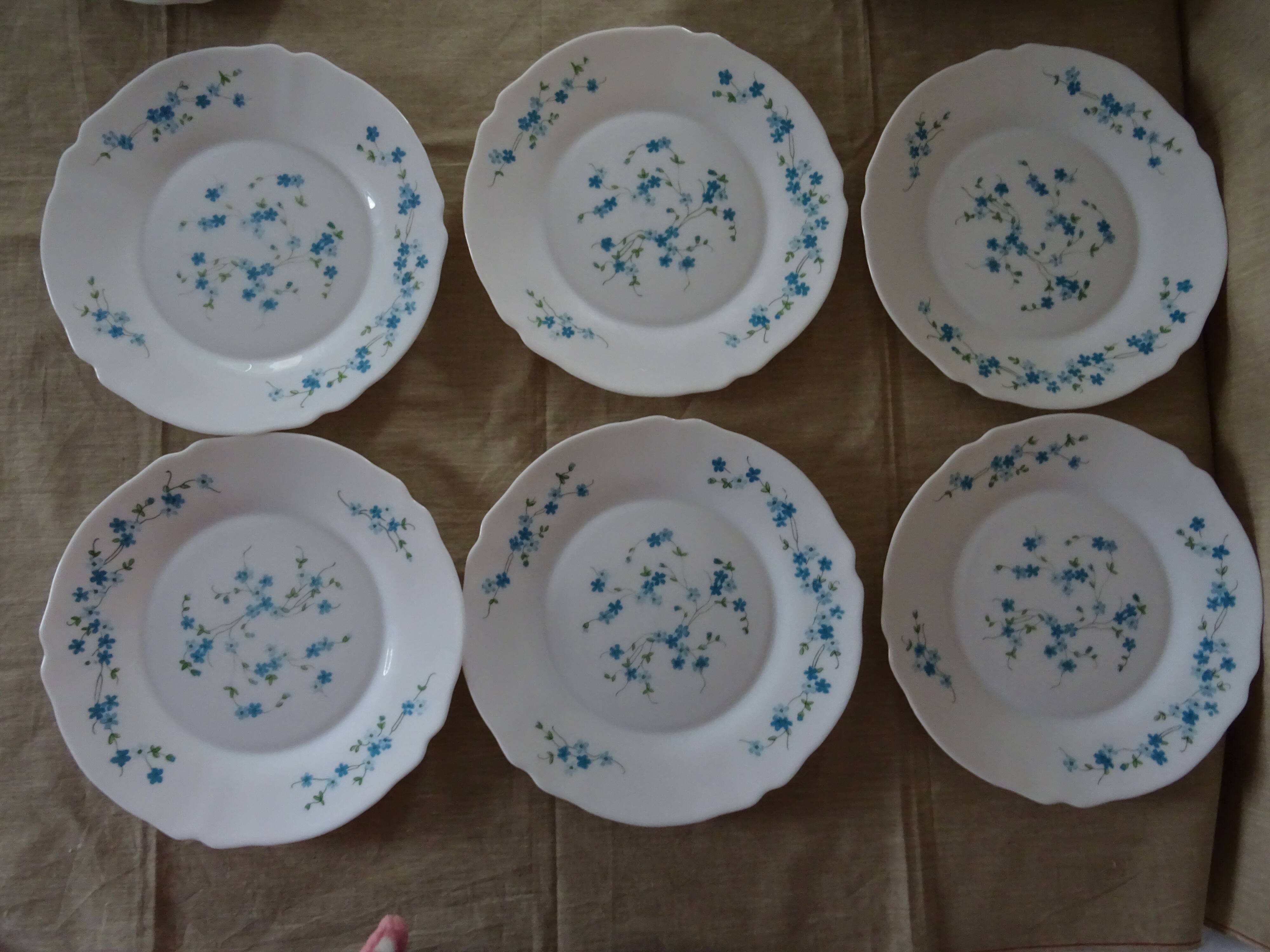 18 Blue Flower Plates VERONICA Arcopal Vintage Lot EB