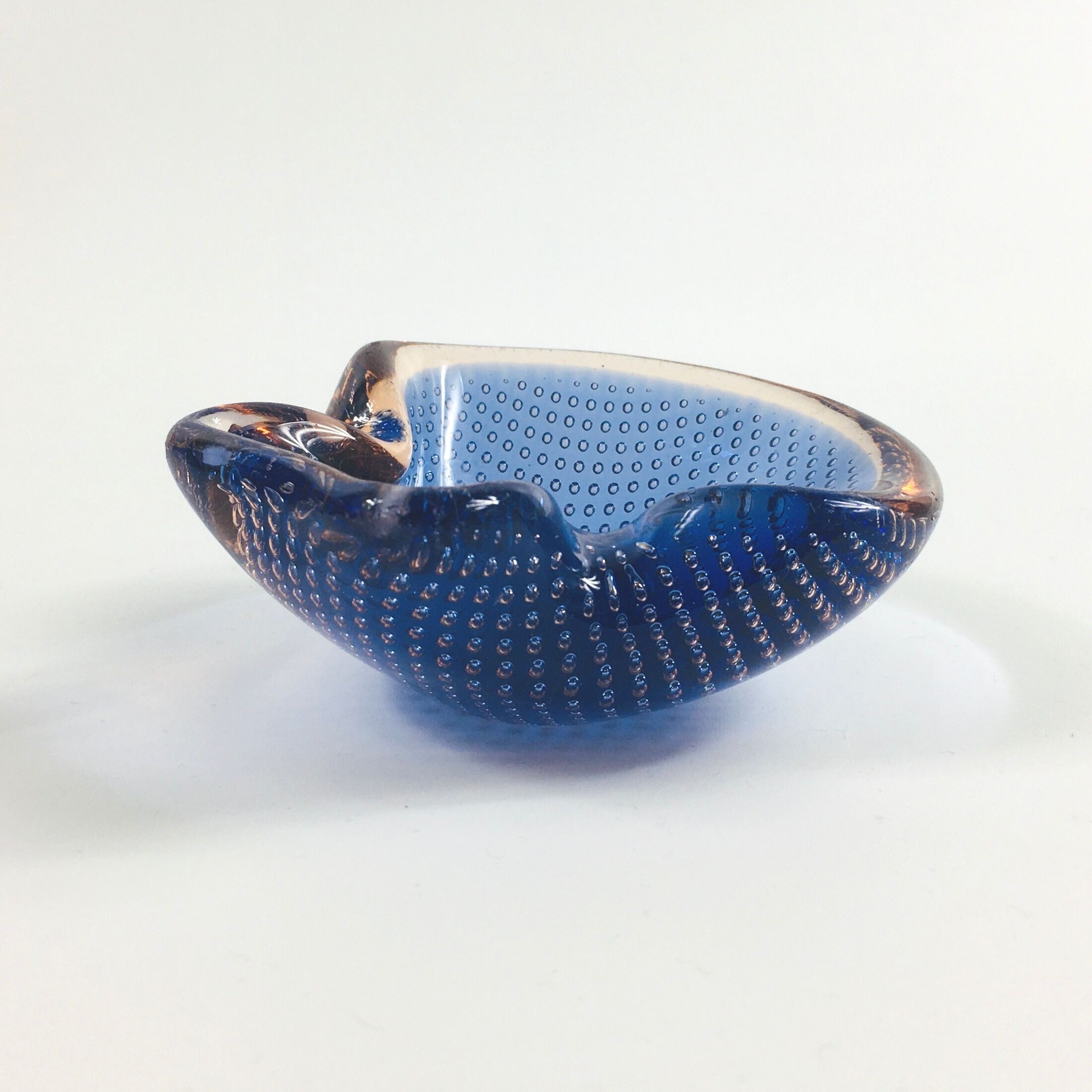 Cendrier de verre bullicante du milieu du siècle de Murano, années 50