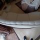 Vintage white curved tufted 3-seater sofa