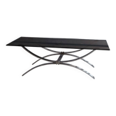 Table basse vintage — verre fumé & chrome