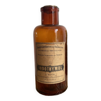 Vintage amber pharmaceutical bottle iodothymol