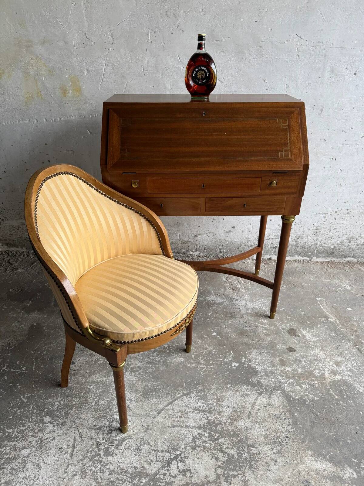 Antique writing desk by DeCoene with chair