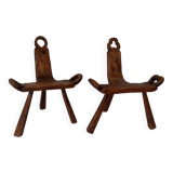 Brutalist tripod chairs in solid wood