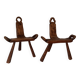Brutalist tripod chairs in solid wood