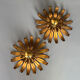 Pair of floral wall lights in gilded metal, 1960