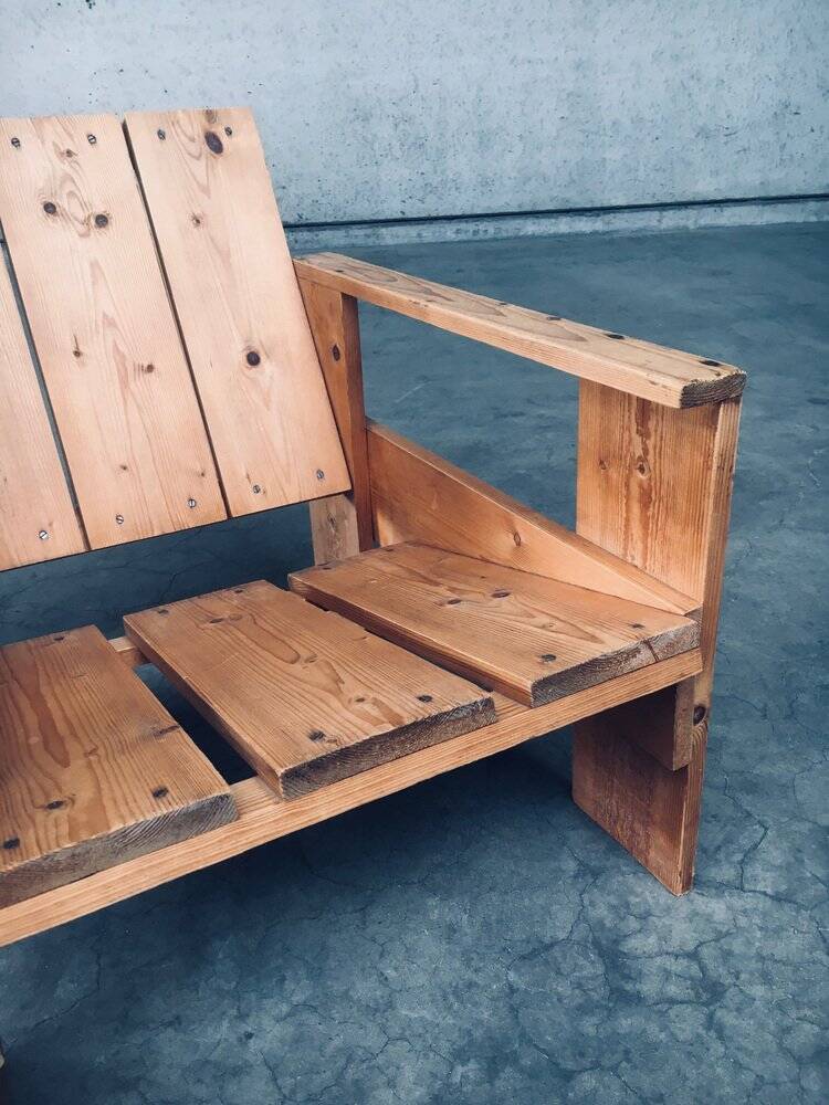 The Stijl Movement Dutch Pine Crate Chair attributed to Gerrit Rietveld, 1960s