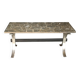 Mid-century brown marble coffee table with silver chrome legs from the 1950s.