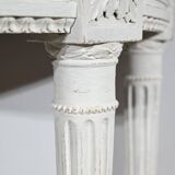 Console demi-lune en bois rechampi, style Louis XVI, début XIXème