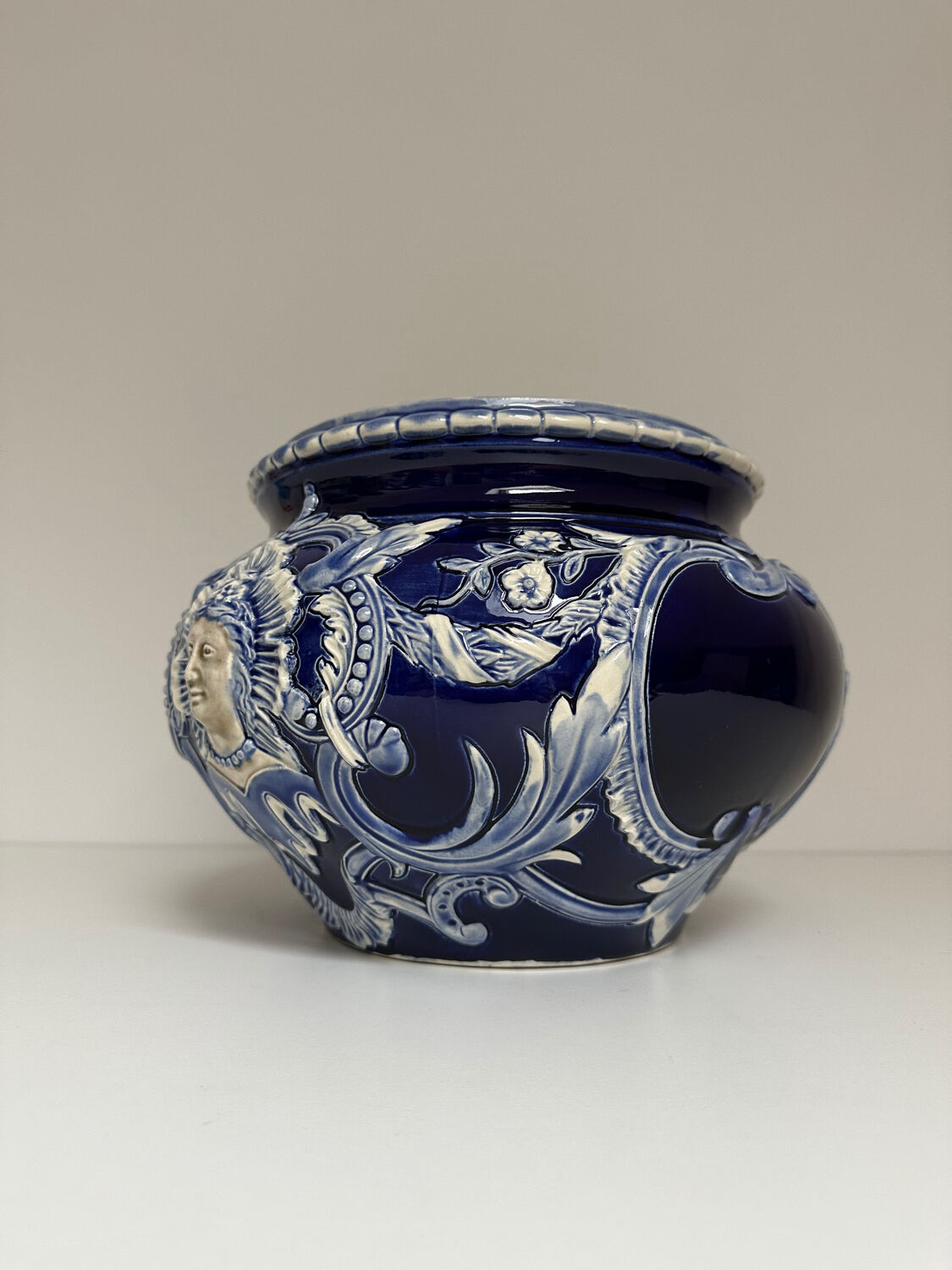 Vase - Cachepot in baroque earthenware from Saint Clément, 19th century