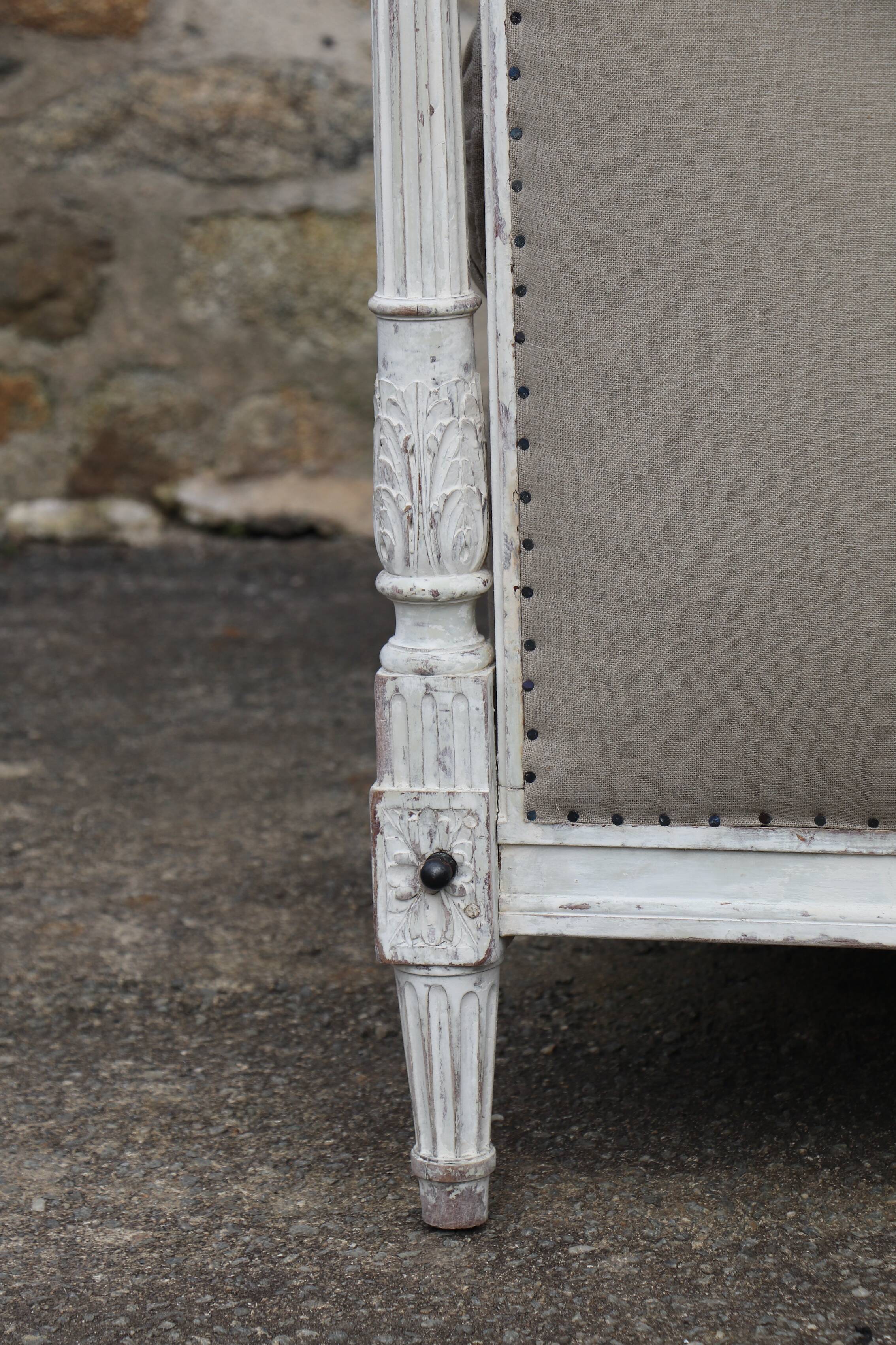 Daybed - Louis XVI style bench, reupholstered in linen